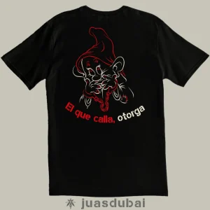 Camiseta el que calla negra atrás