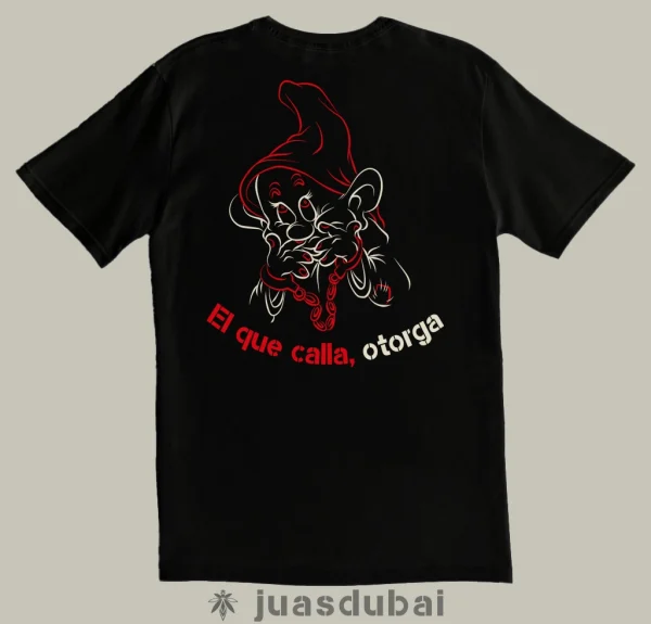 Camiseta el que calla negra atrás